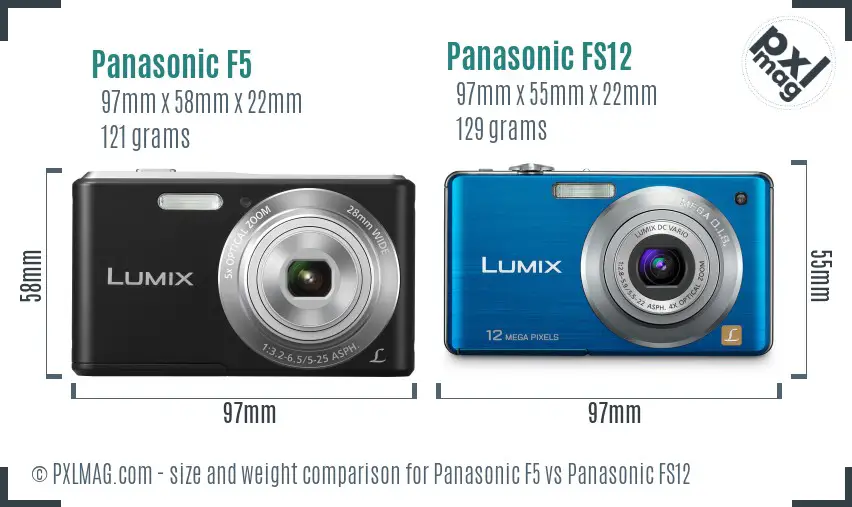 Panasonic F5 vs Panasonic FS12 size comparison