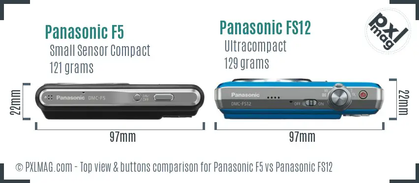 Panasonic F5 vs Panasonic FS12 top view buttons comparison