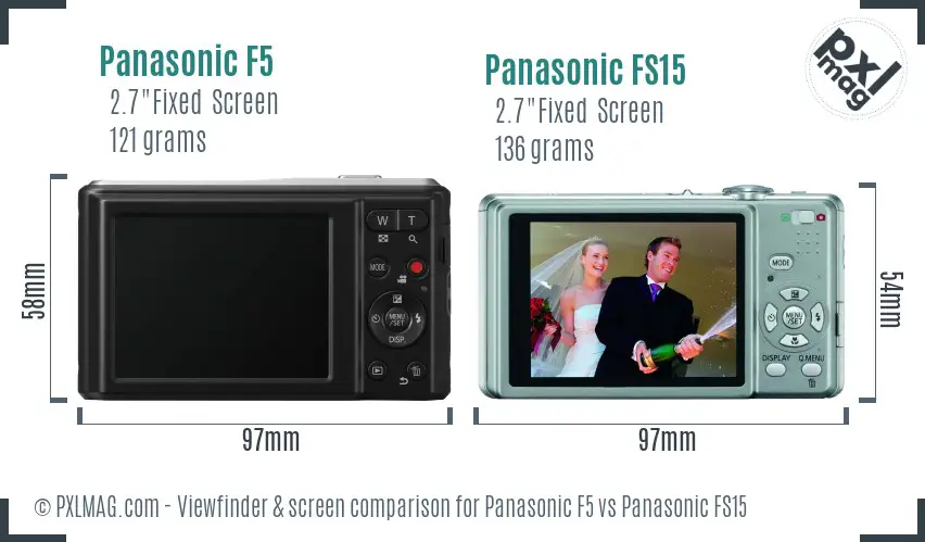 Panasonic F5 vs Panasonic FS15 Screen and Viewfinder comparison