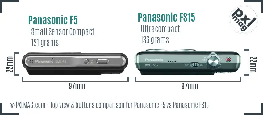 Panasonic F5 vs Panasonic FS15 top view buttons comparison