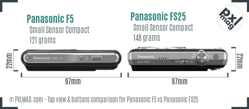 Panasonic F5 vs Panasonic FS25 top view buttons comparison
