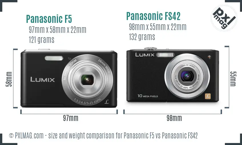 Panasonic F5 vs Panasonic FS42 size comparison