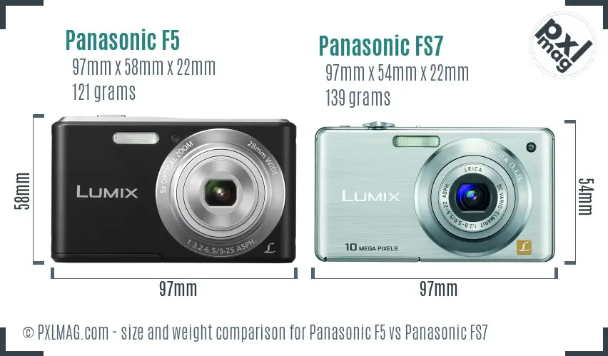 Panasonic F5 vs Panasonic FS7 size comparison