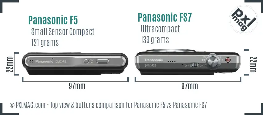 Panasonic F5 vs Panasonic FS7 top view buttons comparison
