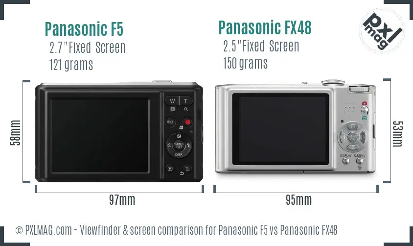 Panasonic F5 vs Panasonic FX48 Screen and Viewfinder comparison