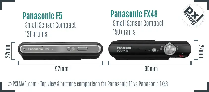 Panasonic F5 vs Panasonic FX48 top view buttons comparison