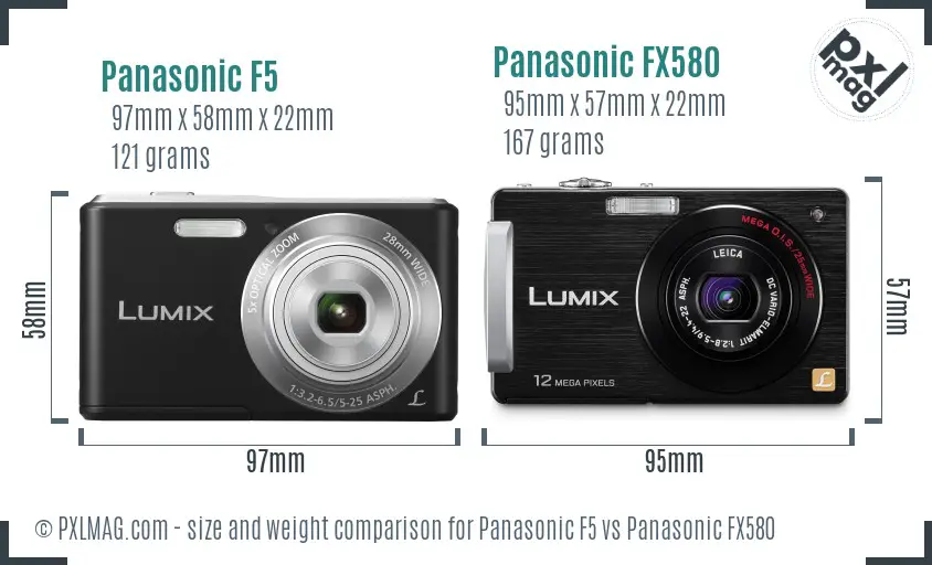 Panasonic F5 vs Panasonic FX580 size comparison