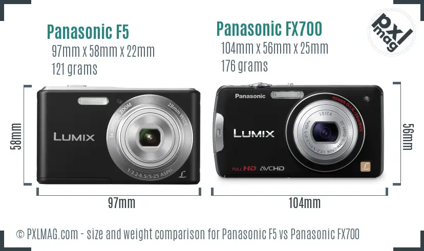 Panasonic F5 vs Panasonic FX700 size comparison