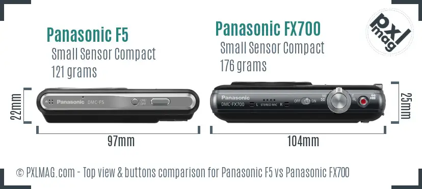 Panasonic F5 vs Panasonic FX700 top view buttons comparison
