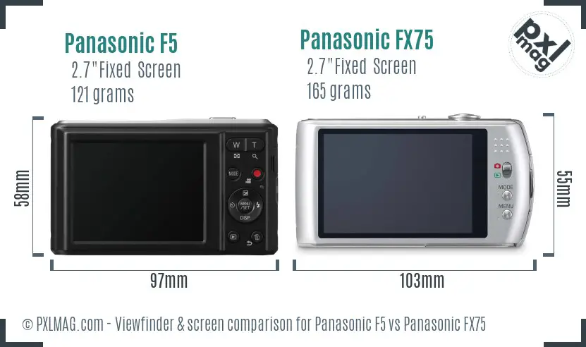 Panasonic F5 vs Panasonic FX75 Screen and Viewfinder comparison