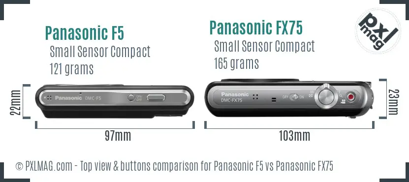 Panasonic F5 vs Panasonic FX75 top view buttons comparison