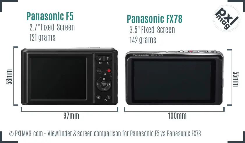 Panasonic F5 vs Panasonic FX78 Screen and Viewfinder comparison