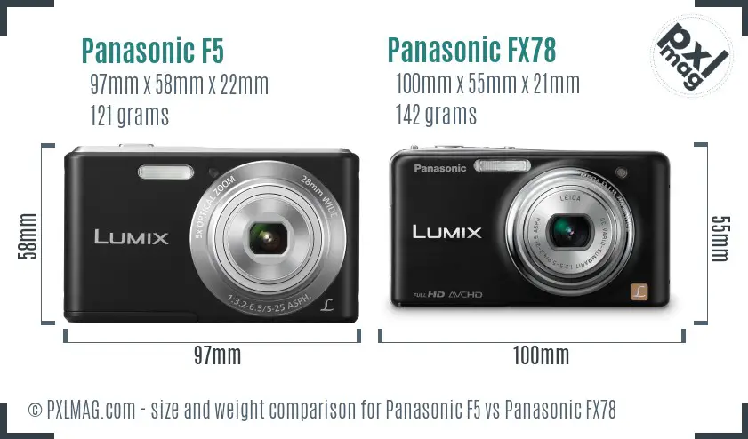 Panasonic F5 vs Panasonic FX78 size comparison
