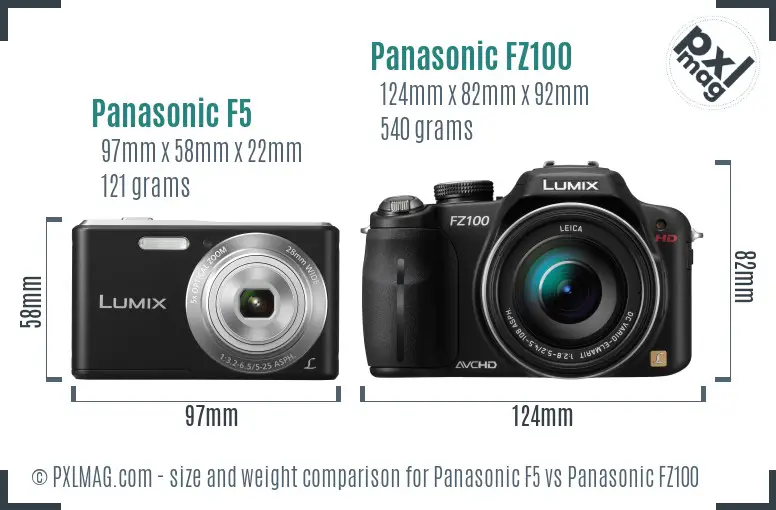 Panasonic F5 vs Panasonic FZ100 size comparison