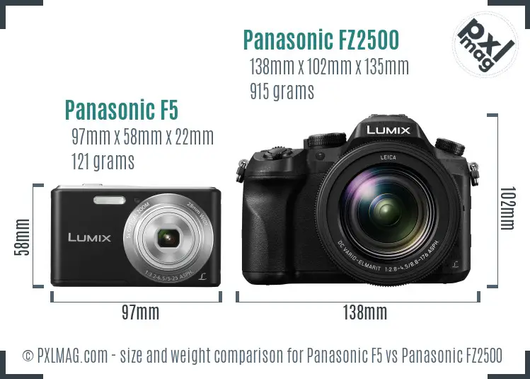 Panasonic F5 vs Panasonic FZ2500 size comparison