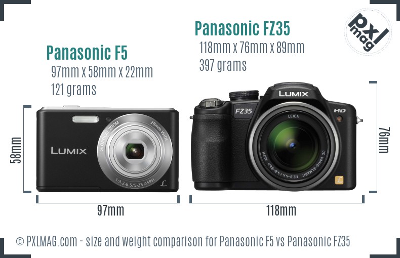 Panasonic F5 vs Panasonic FZ35 size comparison