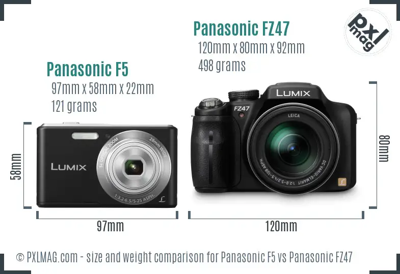 Panasonic F5 vs Panasonic FZ47 size comparison