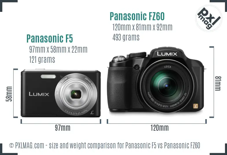 Panasonic F5 vs Panasonic FZ60 size comparison