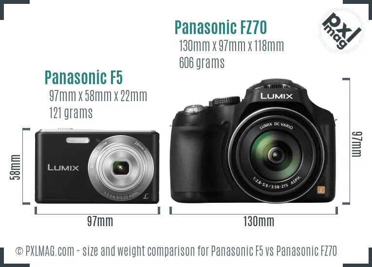 Panasonic F5 vs Panasonic FZ70 size comparison