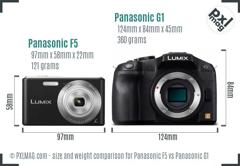 Panasonic F5 vs Panasonic G1 size comparison