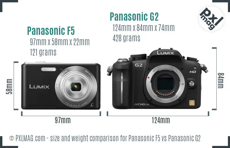 Panasonic F5 vs Panasonic G2 size comparison