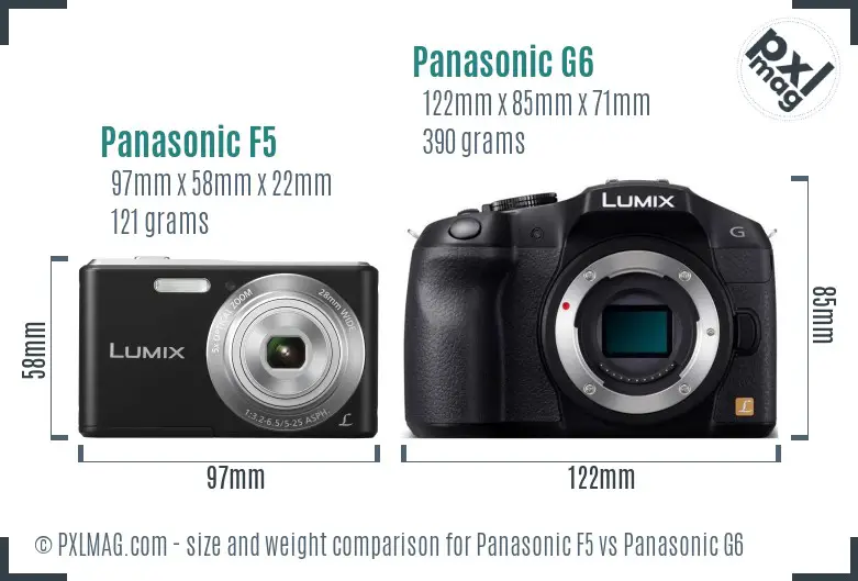 Panasonic F5 vs Panasonic G6 size comparison