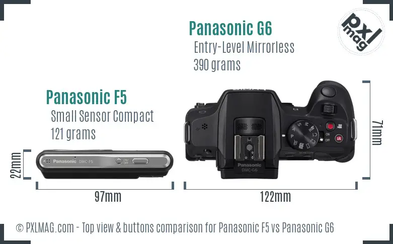 Panasonic F5 vs Panasonic G6 top view buttons comparison