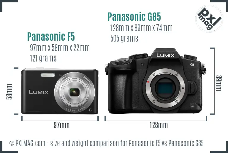 Panasonic F5 vs Panasonic G85 size comparison