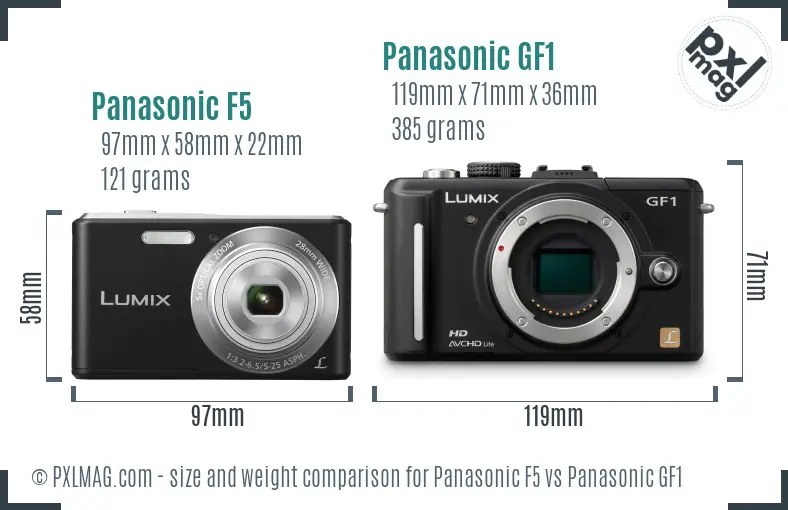 Panasonic F5 vs Panasonic GF1 size comparison