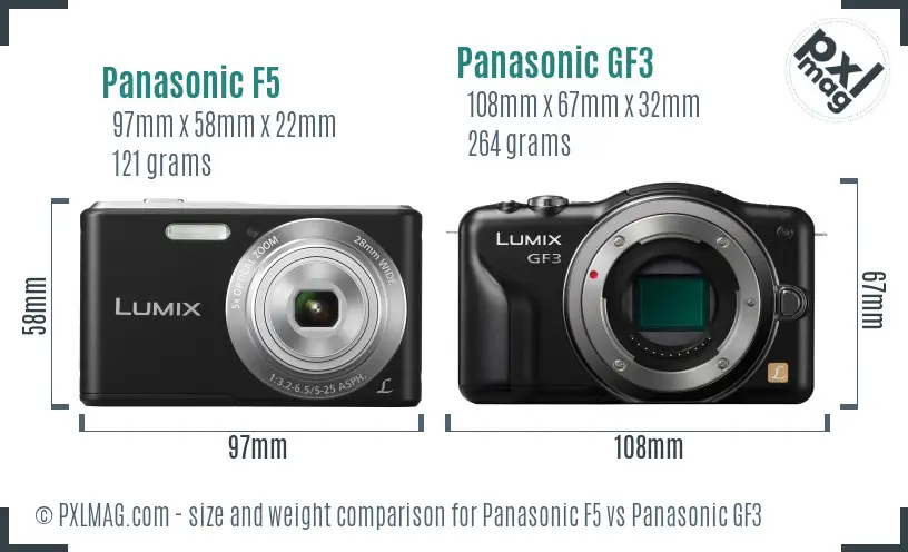 Panasonic F5 vs Panasonic GF3 size comparison