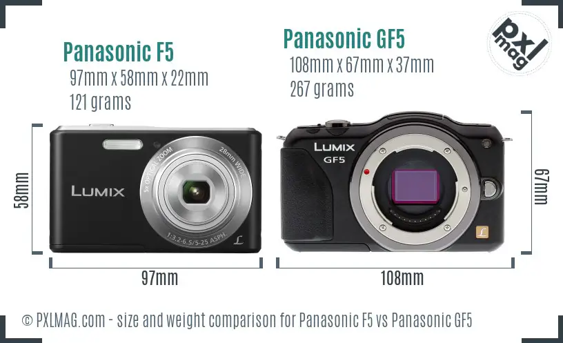 Panasonic F5 vs Panasonic GF5 size comparison