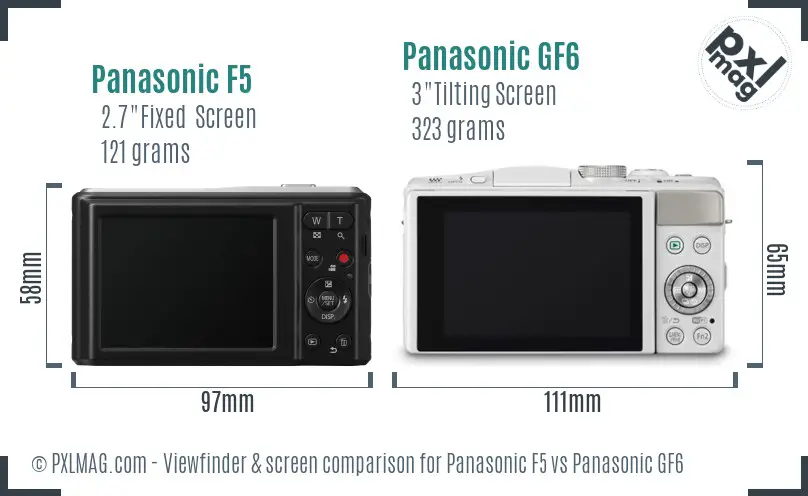 Panasonic F5 vs Panasonic GF6 Screen and Viewfinder comparison