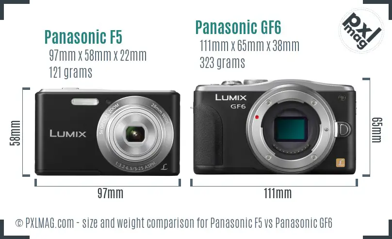 Panasonic F5 vs Panasonic GF6 size comparison