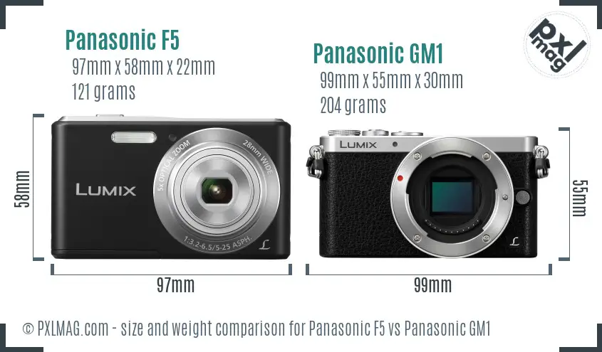 Panasonic F5 vs Panasonic GM1 size comparison Panasonic F5 vs Panasonic GM1 size comparison