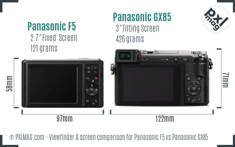 Panasonic F5 vs Panasonic GX85 Screen and Viewfinder comparison Panasonic F5 vs Panasonic GX85 Screen and Viewfinder comparison