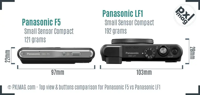 Panasonic F5 vs Panasonic LF1 top view buttons comparison