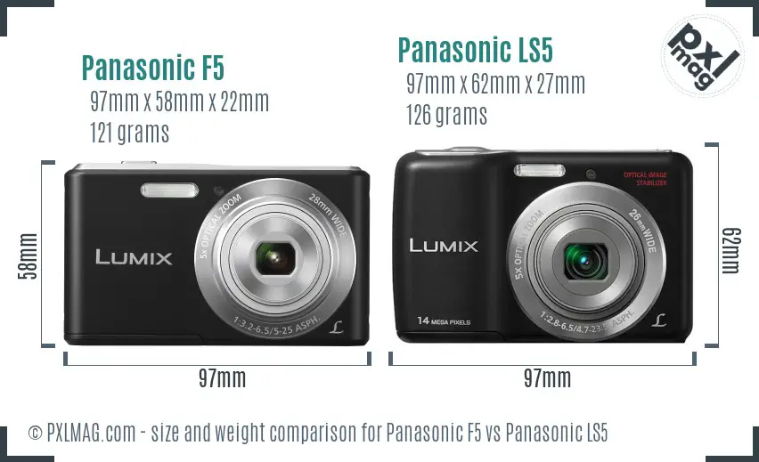 Panasonic F5 vs Panasonic LS5 size comparison