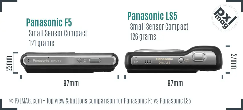 Panasonic F5 vs Panasonic LS5 top view buttons comparison