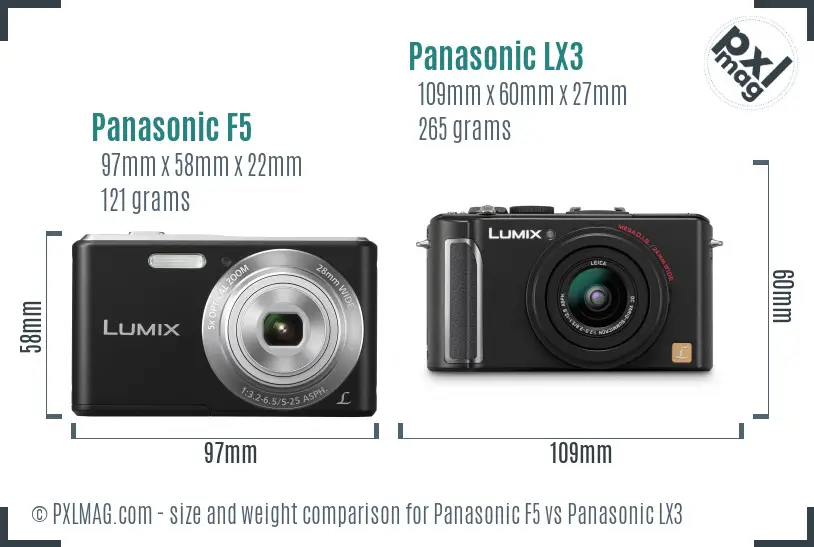 Panasonic F5 vs Panasonic LX3 size comparison