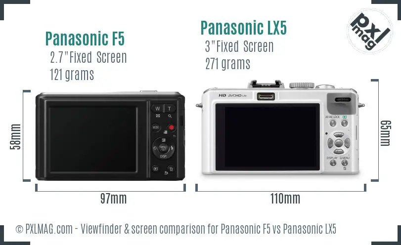 Panasonic F5 vs Panasonic LX5 Screen and Viewfinder comparison