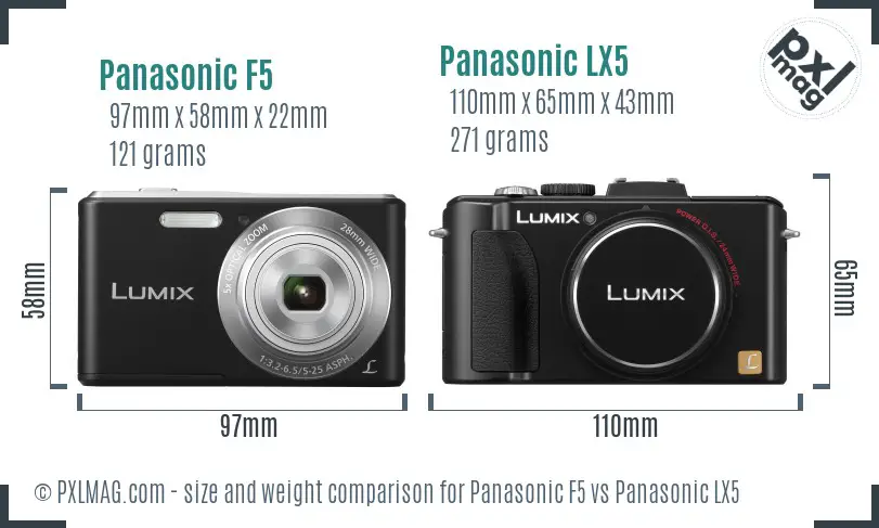 Panasonic F5 vs Panasonic LX5 size comparison