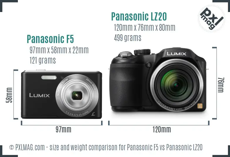 Panasonic F5 vs Panasonic LZ20 size comparison