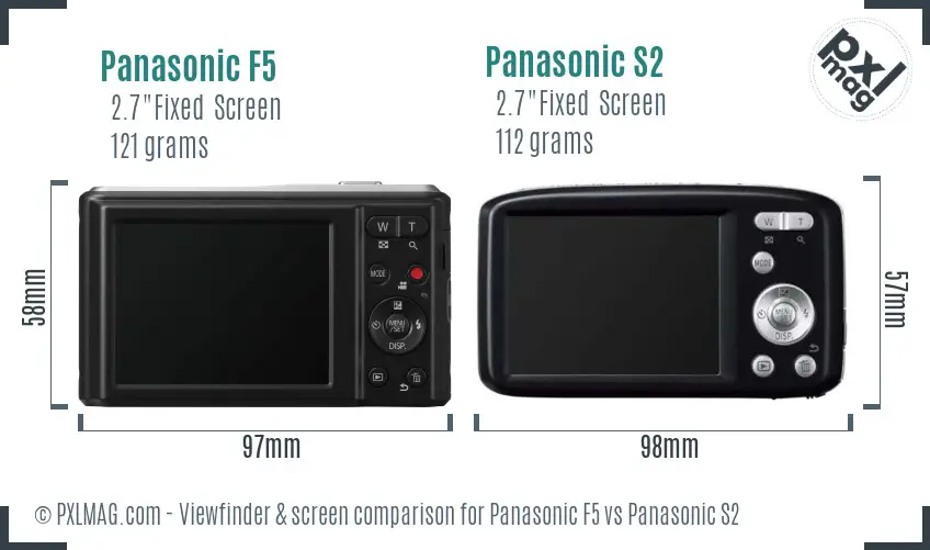 Panasonic F5 vs Panasonic S2 Screen and Viewfinder comparison
