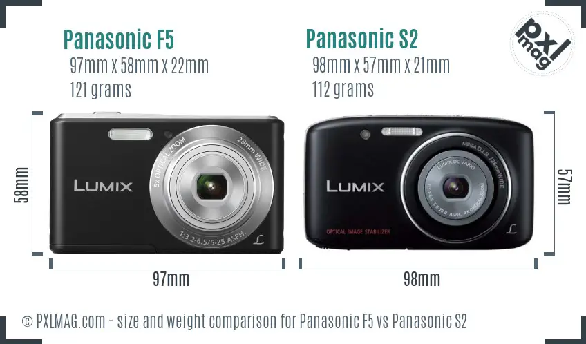 Panasonic F5 vs Panasonic S2 size comparison