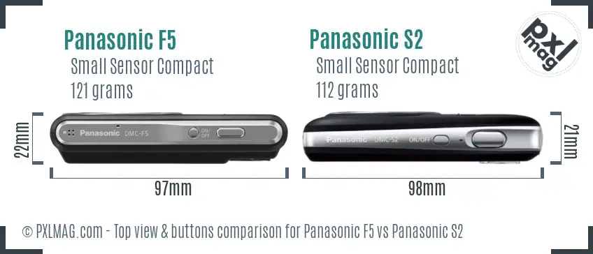 Panasonic F5 vs Panasonic S2 top view buttons comparison