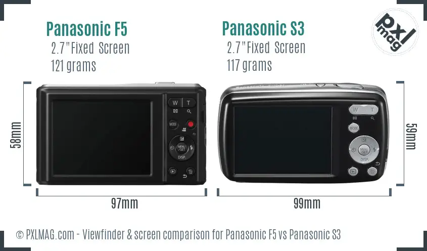 Panasonic F5 vs Panasonic S3 Screen and Viewfinder comparison Panasonic F5 vs Panasonic S3 Screen and Viewfinder comparison