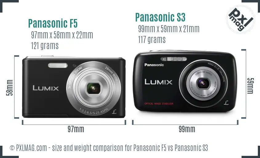 Panasonic F5 vs Panasonic S3 size comparison Panasonic F5 vs Panasonic S3 size comparison