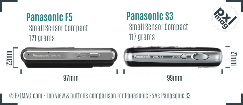 Panasonic F5 vs Panasonic S3 top view buttons comparison Panasonic F5 vs Panasonic S3 top view buttons comparison