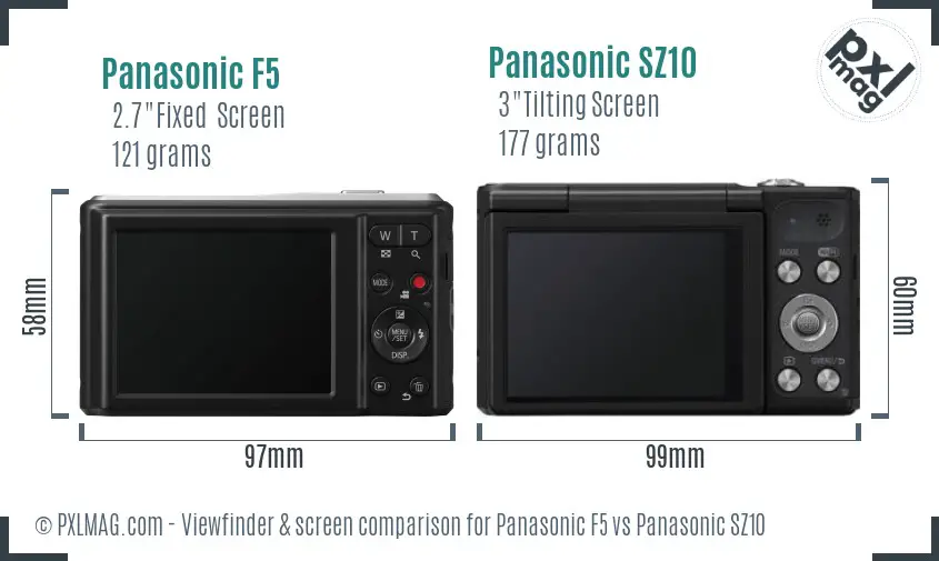 Panasonic F5 vs Panasonic SZ10 Screen and Viewfinder comparison