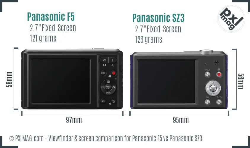 Panasonic F5 vs Panasonic SZ3 Screen and Viewfinder comparison